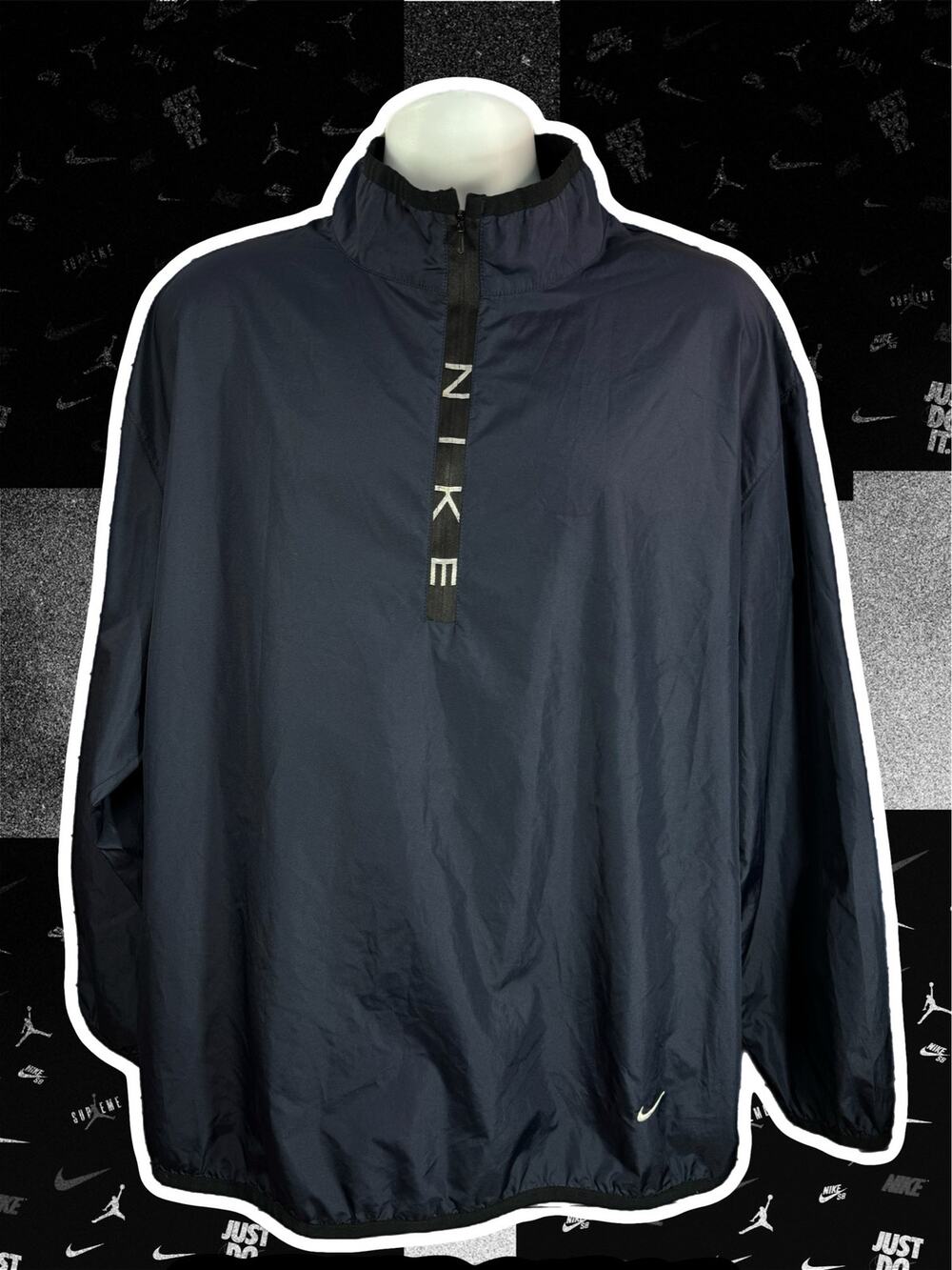 Vintage Nike Blue Pullover 1/4 Zip Long Sleeve Jacket Size XL Swish